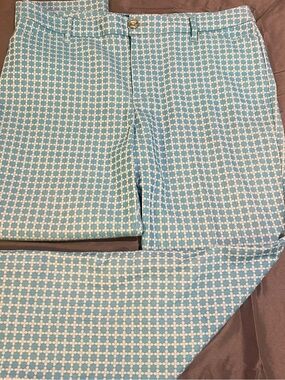 Gloria Vanderbilt Teal & White Cropped Ankle Pants cottagecore coastal Hampton